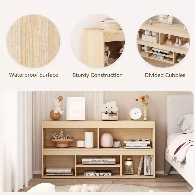 COZONY 47 Organizer per giocattoli con cassetto, libreria per bambini in legno e libreria a 5 cubi, contenitore per giocattoli per sala giochi, asilo nido, camera dei bambini, aula