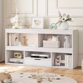 COZONY 47 Toy Storage Organizer with Drawer, Wooden Kids Bookshelf & 5-Cube Bookcase, Toy Chest for Playroom, Nursery, Kids Room, Classroom