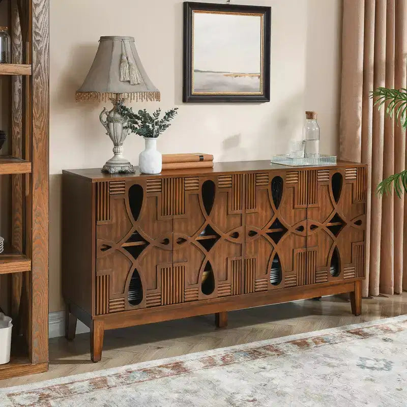60.5 Credenza moderna, Tavolo credenza buffet, Mobile contenitore console con 4 ante e ripiani regolabili, Mobile credenza buffet per la casa