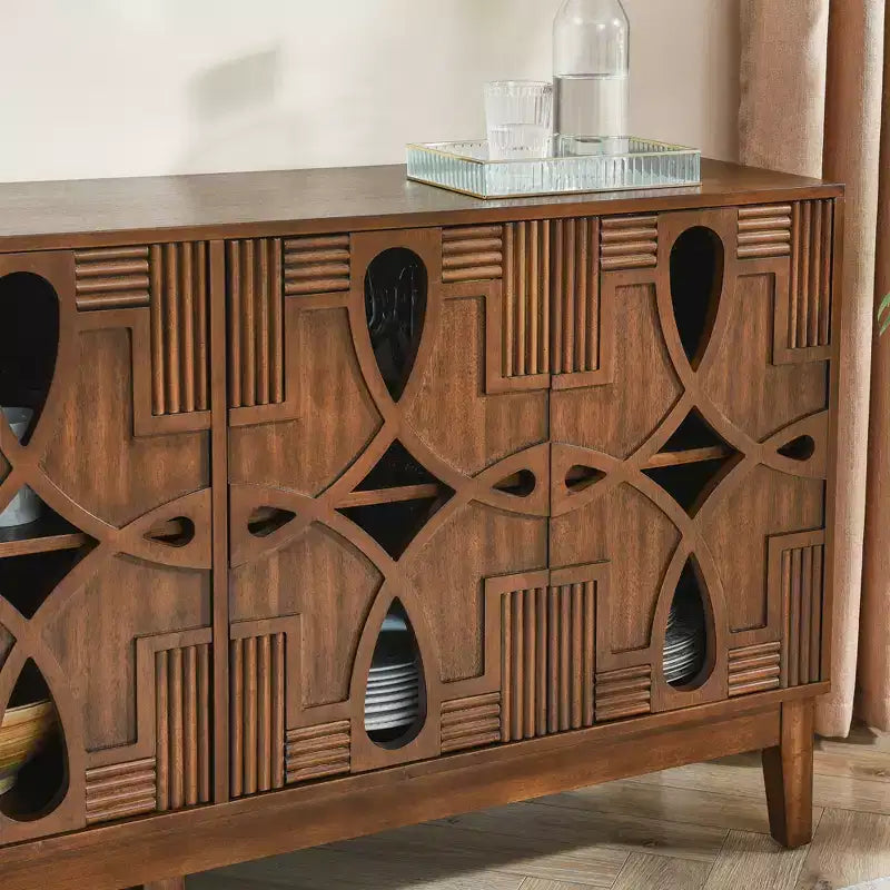 60.5 Credenza moderna, Tavolo credenza buffet, Mobile contenitore console con 4 ante e ripiani regolabili, Mobile credenza buffet per la casa