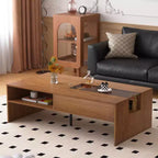 Gaoyangjiaju 51.1 Inch Wooden Coffee Table with LED Lights and Storage