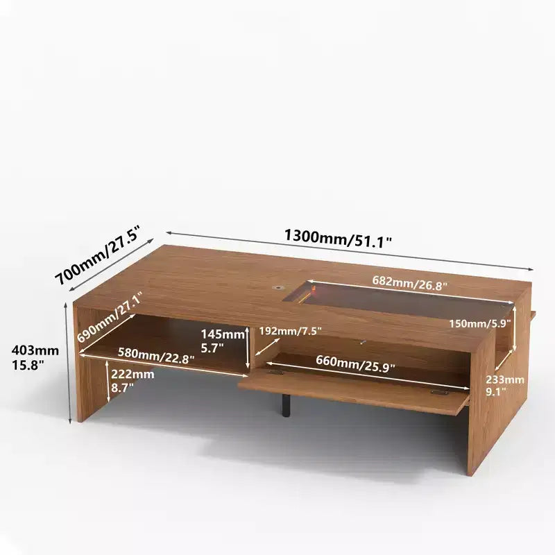 Gaoyangjiaju Tavolino da Caffè in Legno da 51,1 Pollici con Luci a LED e Contenitore