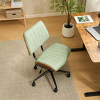 Sedia da ufficio senza braccioli, con seduta e schienale ampi e curvi, ergonomica, regolabile in altezza, elegante, in noce, in PU