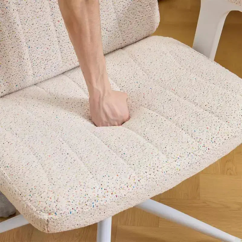 Sedia incrociata con braccioli regolabili a ribalta, Sedia a gambe incrociate con ruote, Sedia da ufficio extra larga, Sedia da scrivania, ciniglia stellata