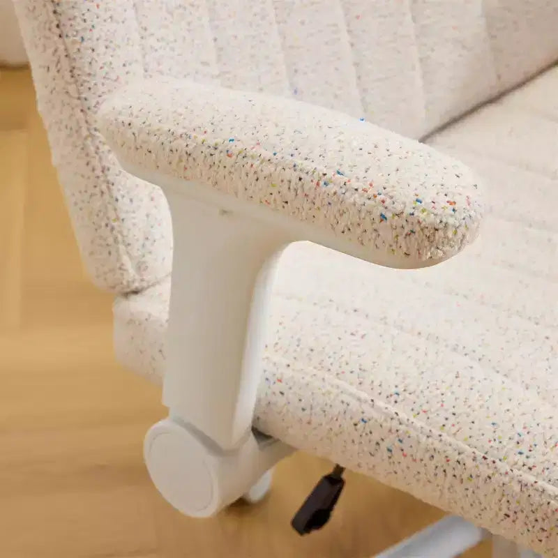 Sedia incrociata con braccioli regolabili a ribalta, Sedia a gambe incrociate con ruote, Sedia da ufficio extra larga, Sedia da scrivania, ciniglia stellata