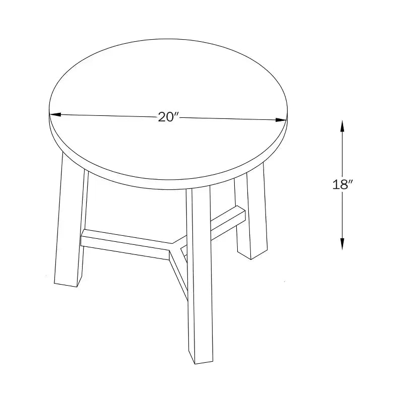 Tavolino rotondo o comodino da 50 cm Newbury Collection, tavolino d'appoggio rustico in legno massello, finitura noce pecan