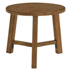 Tavolino rotondo o comodino da 50 cm Newbury Collection, tavolino d'appoggio rustico in legno massello, finitura noce pecan