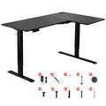 VEVOR L Shaped Desk, Electric Adjustable Height Corner Gaming Desk with Dual Hooks, Heavy Duty Carbon Steel L-Shaped Computer Table, Black