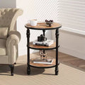 COZONY Round 3-Tier End Table with Storage Shelf - Rustic Brown Industrial Coffee Table for Living Room & Bedroom