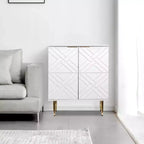 34.5 Mobile Contenitore Madia con 2 Ante Decorative a Rilievo, Credenza Moderna per Cucina, Sala da Pranzo e Soggiorno