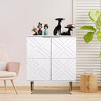 34.5 Mobile Contenitore Madia con 2 Ante Decorative a Rilievo, Credenza Moderna per Cucina, Sala da Pranzo e Soggiorno