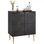 34.5 Mobile Contenitore Madia con 2 Ante Decorative a Rilievo, Credenza Moderna per Cucina, Sala da Pranzo e Soggiorno