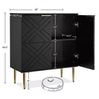 34.5 Mobile Contenitore Madia con 2 Ante Decorative a Rilievo, Credenza Moderna per Cucina, Sala da Pranzo e Soggiorno