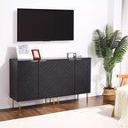 34.5 Mobile Contenitore Madia con 2 Ante Decorative a Rilievo, Credenza Moderna per Cucina, Sala da Pranzo e Soggiorno