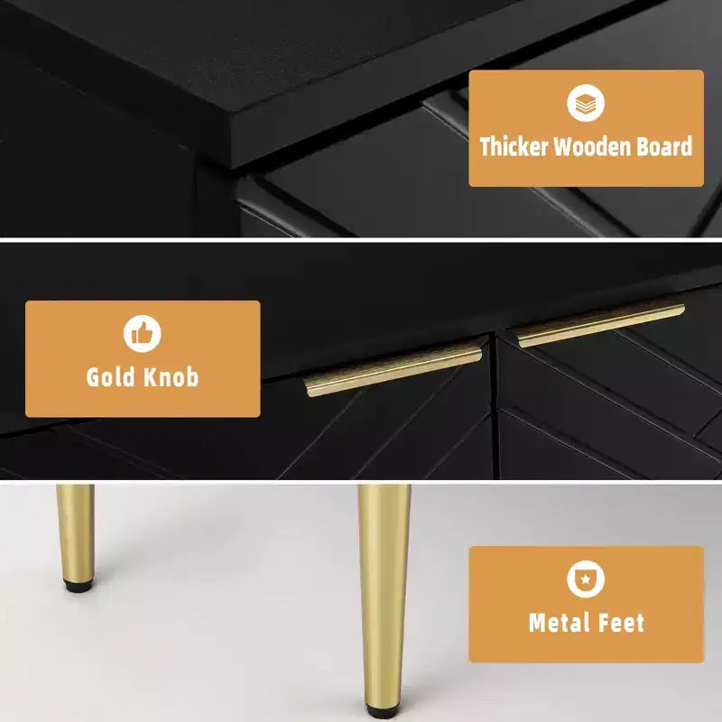 34.5 Mobile Contenitore Madia con 2 Ante Decorative a Rilievo, Credenza Moderna per Cucina, Sala da Pranzo e Soggiorno