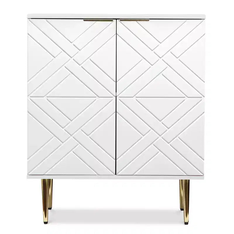 34.5 Mobile Contenitore Madia con 2 Ante Decorative a Rilievo, Credenza Moderna per Cucina, Sala da Pranzo e Soggiorno