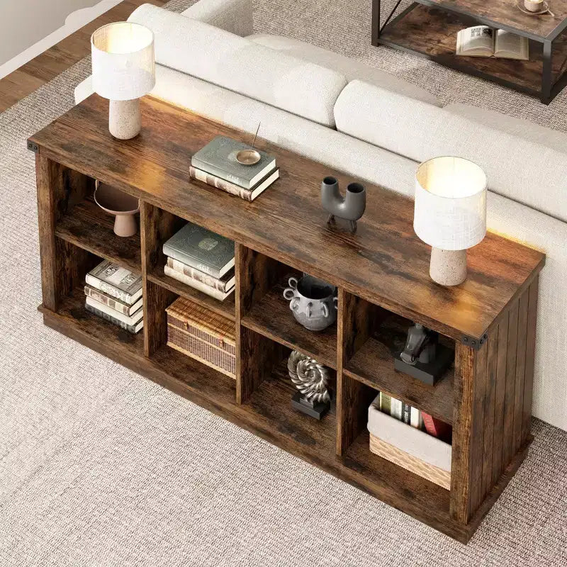 Libreria in legno da 62 pollici, libreria a 3 ripiani con 8 cubi contenitori