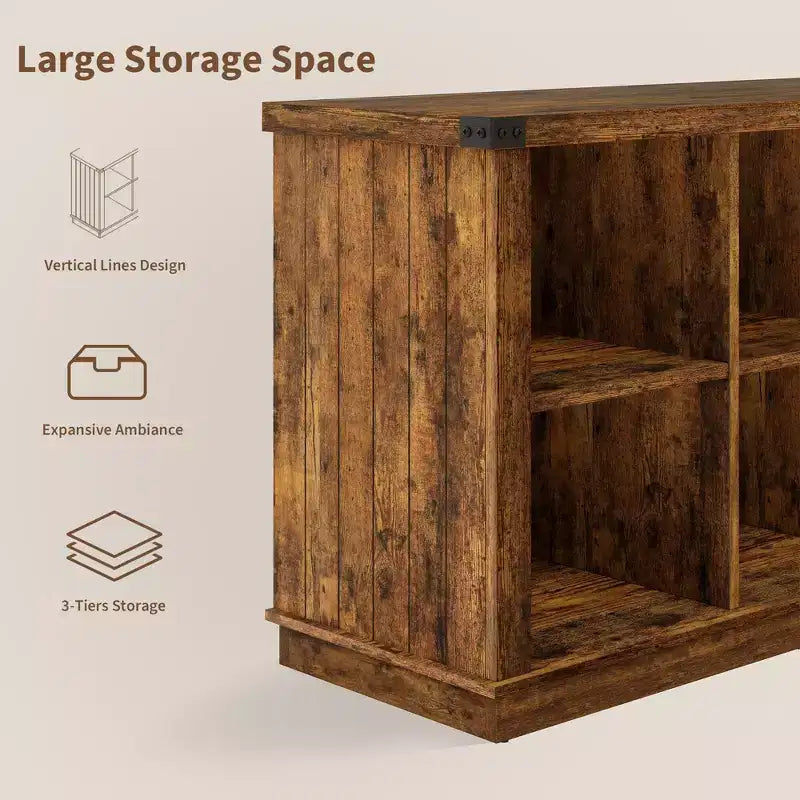 Libreria in legno da 62 pollici, libreria a 3 ripiani con 8 cubi contenitori