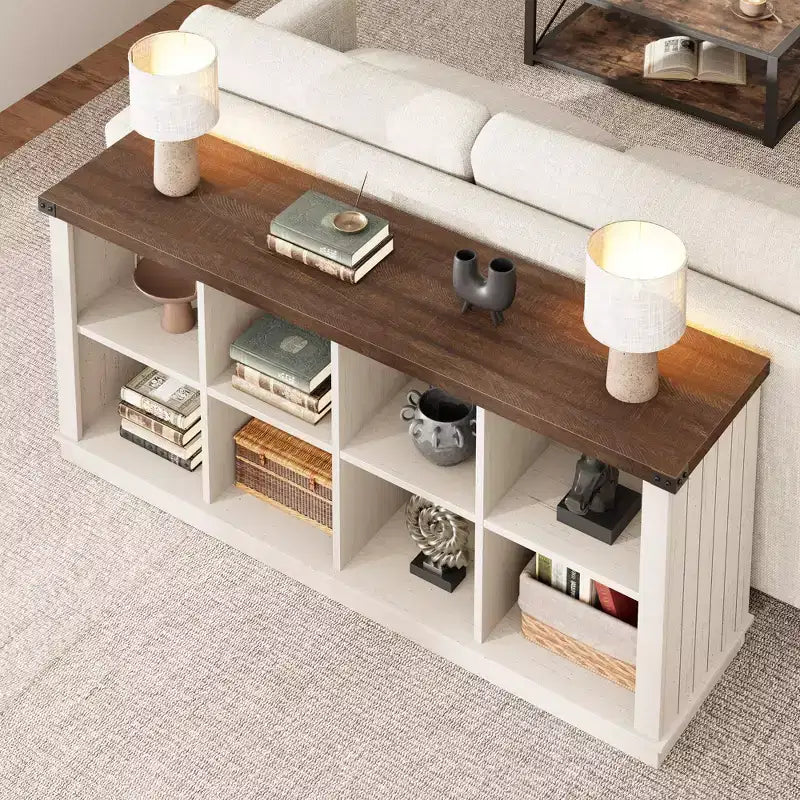 Libreria in legno da 62 pollici, libreria a 3 ripiani con 8 cubi contenitori