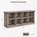 Libreria in legno da 62 pollici, libreria a 3 ripiani con 8 cubi contenitori