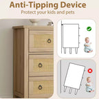 Comò a 7 cassetti in simil-rattan 54 pollici - Contenitore strutturato per camera da letto, soggiorno, ingresso