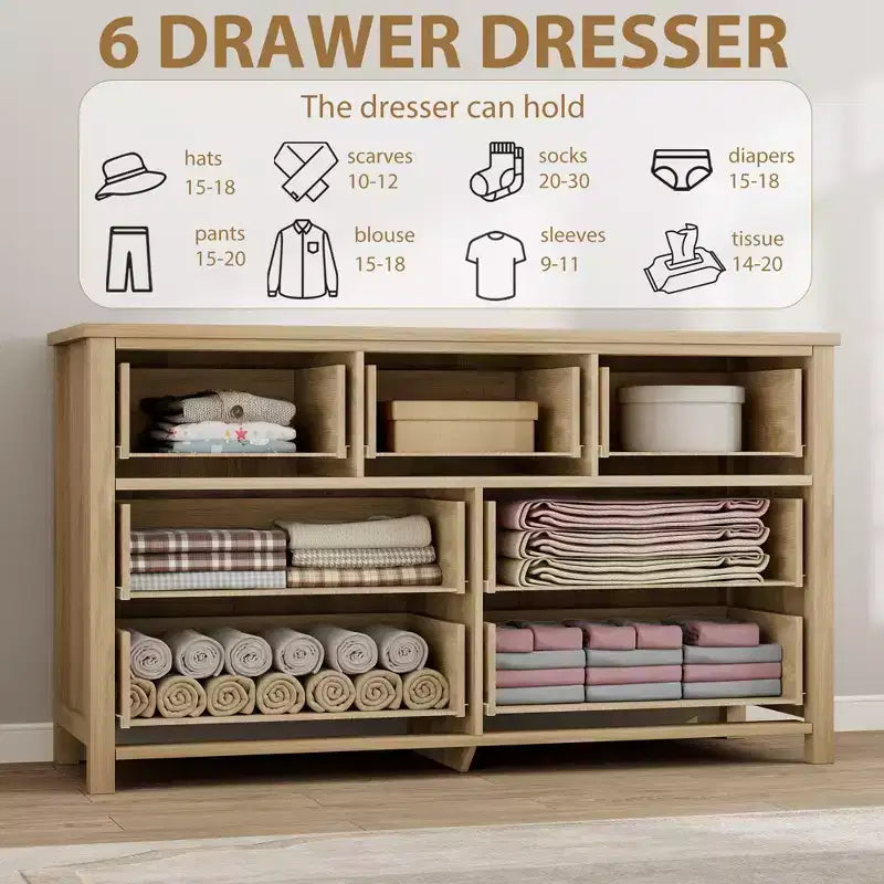 Comò a 7 cassetti in simil-rattan 54 pollici - Contenitore strutturato per camera da letto, soggiorno, ingresso