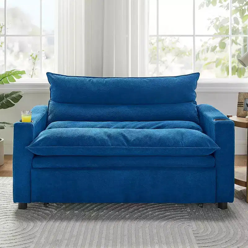 GDFStudio Miel 47.64'' Modern Convertible Multi-Functional Velvet Upholstered Loveseat Bed