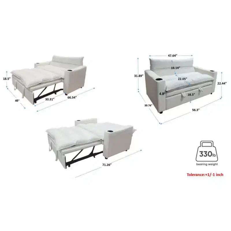 Miel Divanetto Letto Moderno Convertibile Multifunzionale Rivestito in Velluto 121 cm