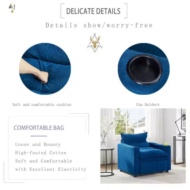 Miel Divanetto Letto Moderno Convertibile Multifunzionale Rivestito in Velluto 121 cm