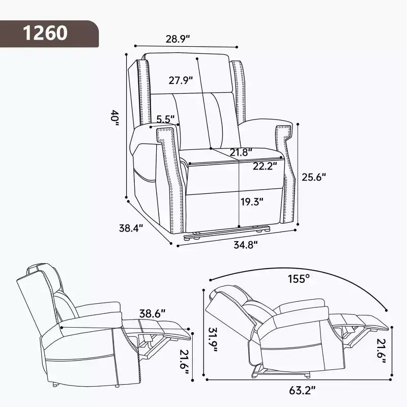Poltrona reclinabile manuale beige in similpelle per soggiorno con meccanismo di movimento per impieghi gravosi 8 nodi vibranti e 3 modalità di massaggio