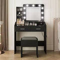 Acekool Vanity Table with Mirror, Light Bulbs, Chair, Drawers & Power Outlets for Bedroom or Salon