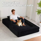 Divano Convertibile, Divano Letto a Compressione per Umani e Cani, Divano a Terra Moderno in Velluto a Coste con Cuscino, Nessun Montaggio Richiesto