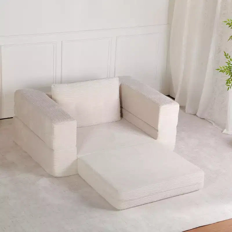 Divano Convertibile Whisen, Divano Letto a Compressione per Umani e Cani, Divano a Terra Moderno in Velluto a Coste con Cuscino, Nessun Montaggio Richiesto