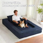 Divano Convertibile, Divano Letto a Compressione per Umani e Cani, Divano a Terra Moderno in Velluto a Coste con Cuscino, Nessun Montaggio Richiesto