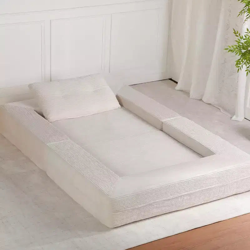 Divano Convertibile Whisen, Divano Letto a Compressione per Umani e Cani, Divano a Terra Moderno in Velluto a Coste con Cuscino, Nessun Montaggio Richiesto