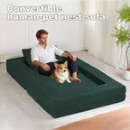 Divano Convertibile, Divano Letto a Compressione per Umani e Cani, Divano a Terra Moderno in Velluto a Coste con Cuscino, Nessun Montaggio Richiesto