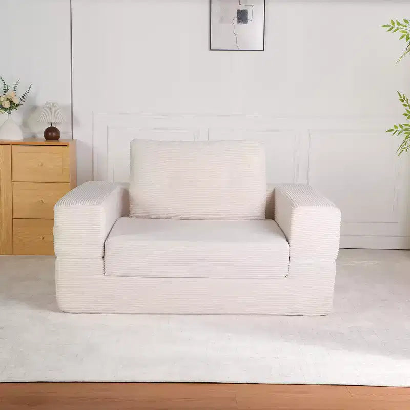 Divano Convertibile Whisen, Divano Letto a Compressione per Umani e Cani, Divano a Terra Moderno in Velluto a Coste con Cuscino, Nessun Montaggio Richiesto