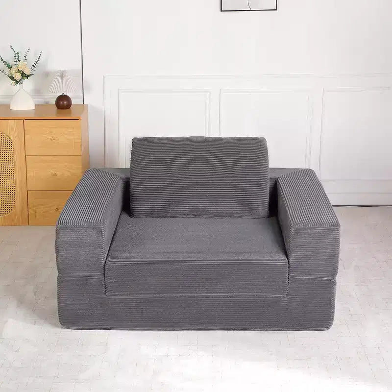 Divano Convertibile Whisen, Divano Letto a Compressione per Umani e Cani, Divano a Terra Moderno in Velluto a Coste con Cuscino, Nessun Montaggio Richiesto