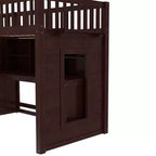 Letto a soppalco matrimoniale/full size con scrivania mobile, scale contenitore e scaffali