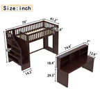 Letto a soppalco matrimoniale/full size con scrivania mobile, scale contenitore e scaffali