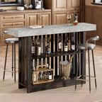 GustoWave 63 Bar Table with 2 Storage Shelves, Counter Height Pub Table for Kitchen, Dining Room, Bistro or Living Area