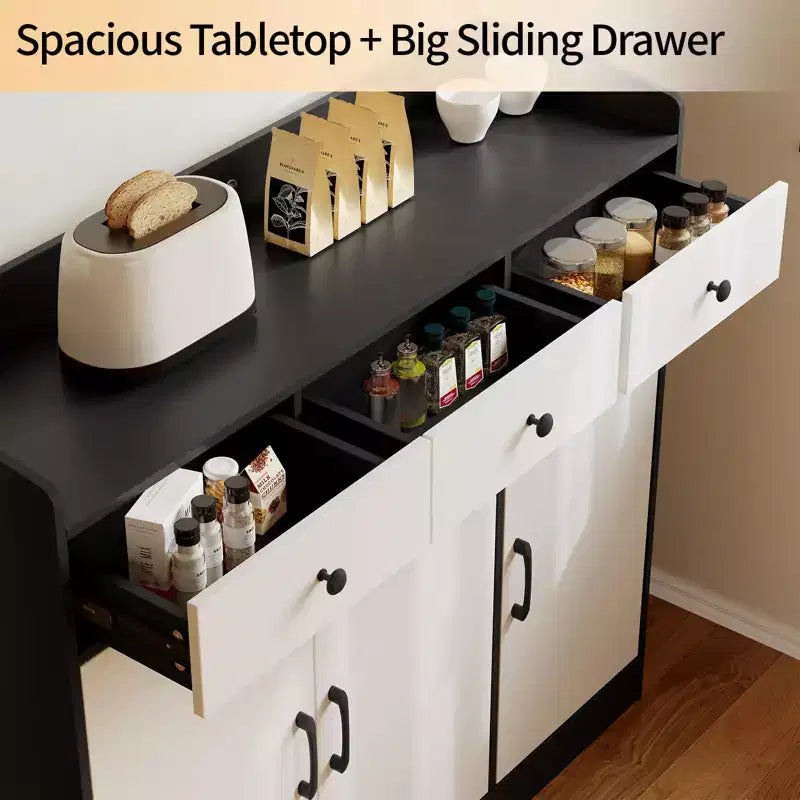 Mobile credenza a buffet da 42,5 pollici con ripiani regolabili, mobile da cucina in legno per soggiorno, ingresso, sala da pranzo