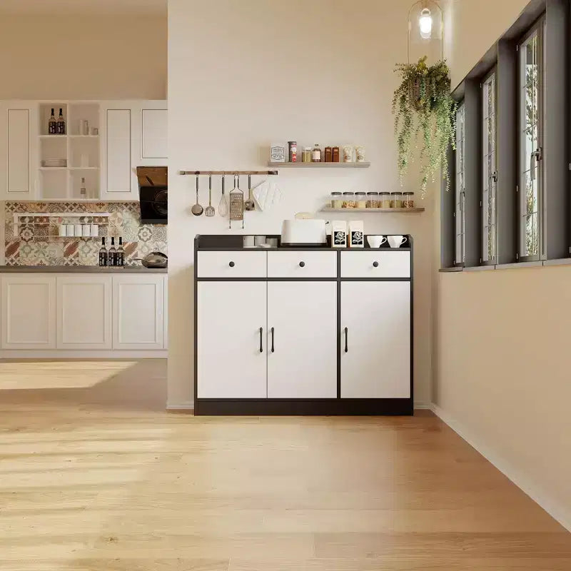 Mobile credenza a buffet da 42,5 pollici con ripiani regolabili, mobile da cucina in legno per soggiorno, ingresso, sala da pranzo