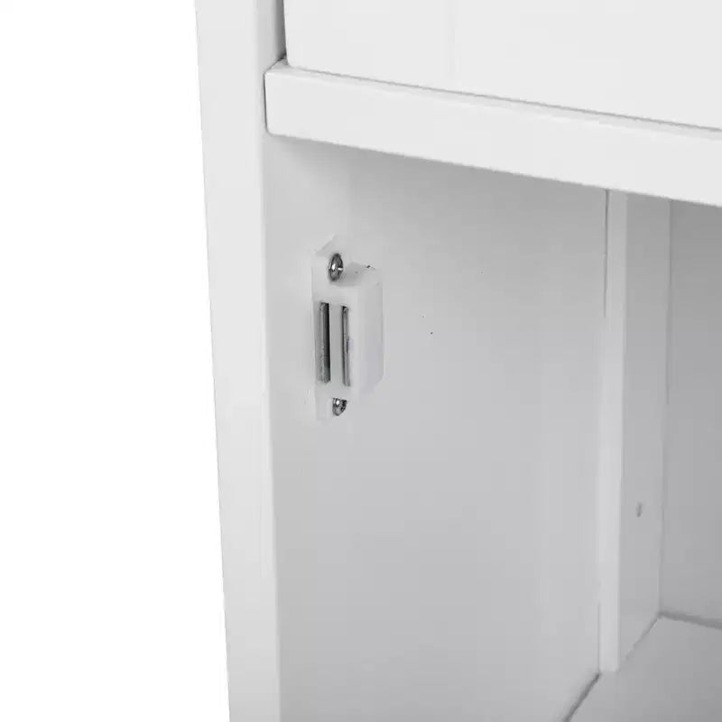 Mobiletto a colonna stretto, sottile, autoportante e minimalista - con cassetto e anta a persiana, per bagno, soggiorno, camera da letto, ingresso, colore bianco