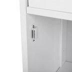 Mobiletto a colonna stretto, sottile, autoportante e minimalista - con cassetto e anta a persiana, per bagno, soggiorno, camera da letto, ingresso, colore bianco