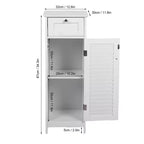 Mobiletto a colonna stretto, sottile, autoportante e minimalista - con cassetto e anta a persiana, per bagno, soggiorno, camera da letto, ingresso, colore bianco