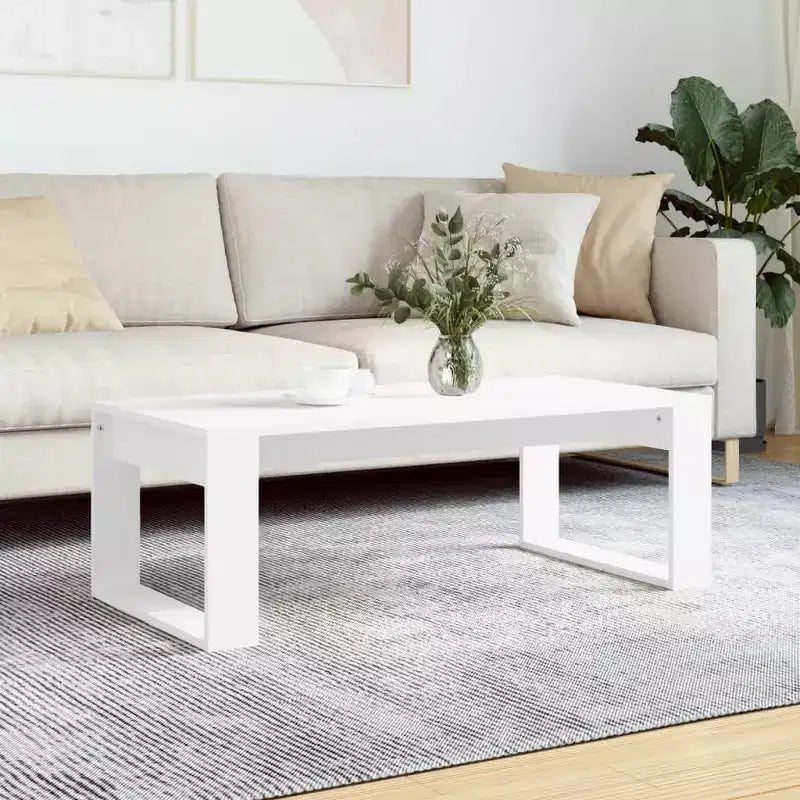 Tavolino da Salotto Moderno Medio in Legno Composito Bianco