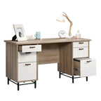 Scrivania da ufficio moderna Ellington 56 in legno a 6 cassetti con base in metallo