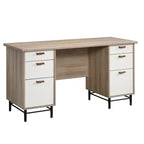 Scrivania da ufficio moderna Ellington 56 in legno a 6 cassetti con base in metallo