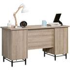 Scrivania da ufficio moderna Ellington 56 in legno a 6 cassetti con base in metallo